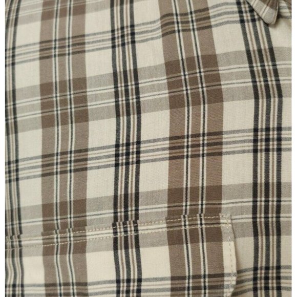 Flying R Ranchwear Large Beige Plaid Classic Fit Extra Long Tail Button Shirt US - Picture 2 of 10